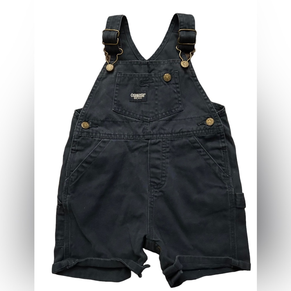 Oshkosh B’gosh navy blue baby boy shortalls overalls, 12 month